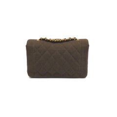 Chanel Diana Medium Chocolate Brown Fabric Single Flap with 24k Gold Plated HW