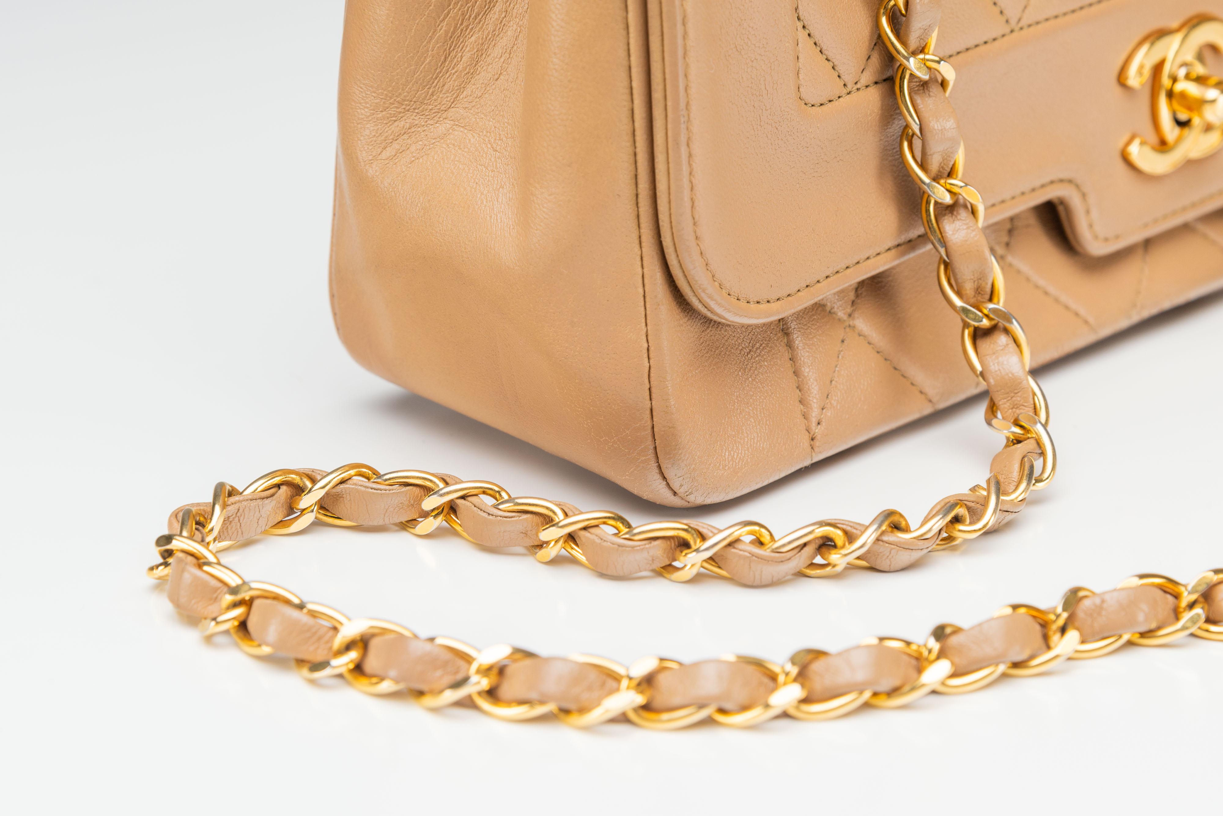 Chanel Diana Medium Light Brown 24k Gold Hardware For Sale 5
