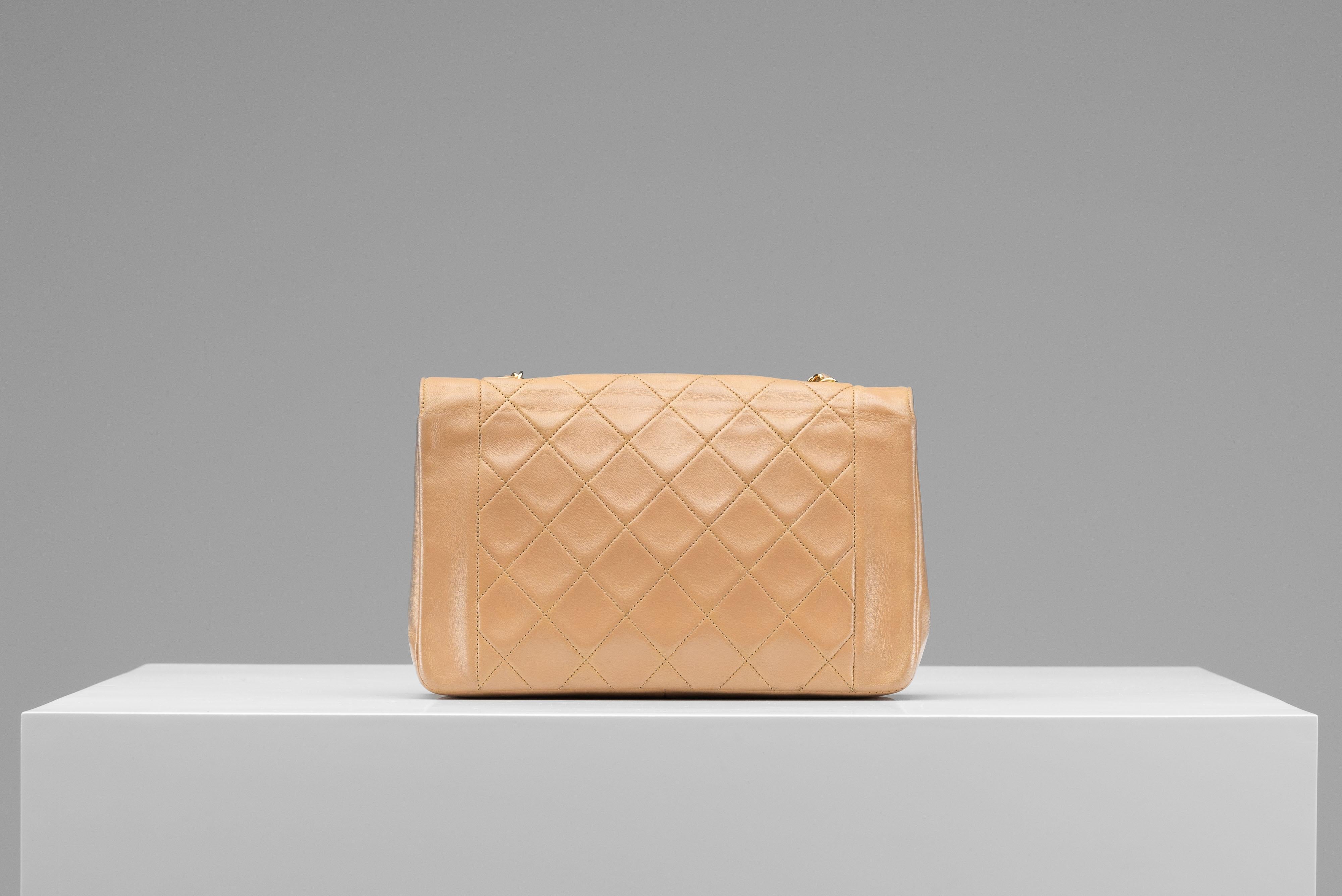 Women's or Men's Chanel Diana Medium Light Brown 24k Gold Hardware For Sale