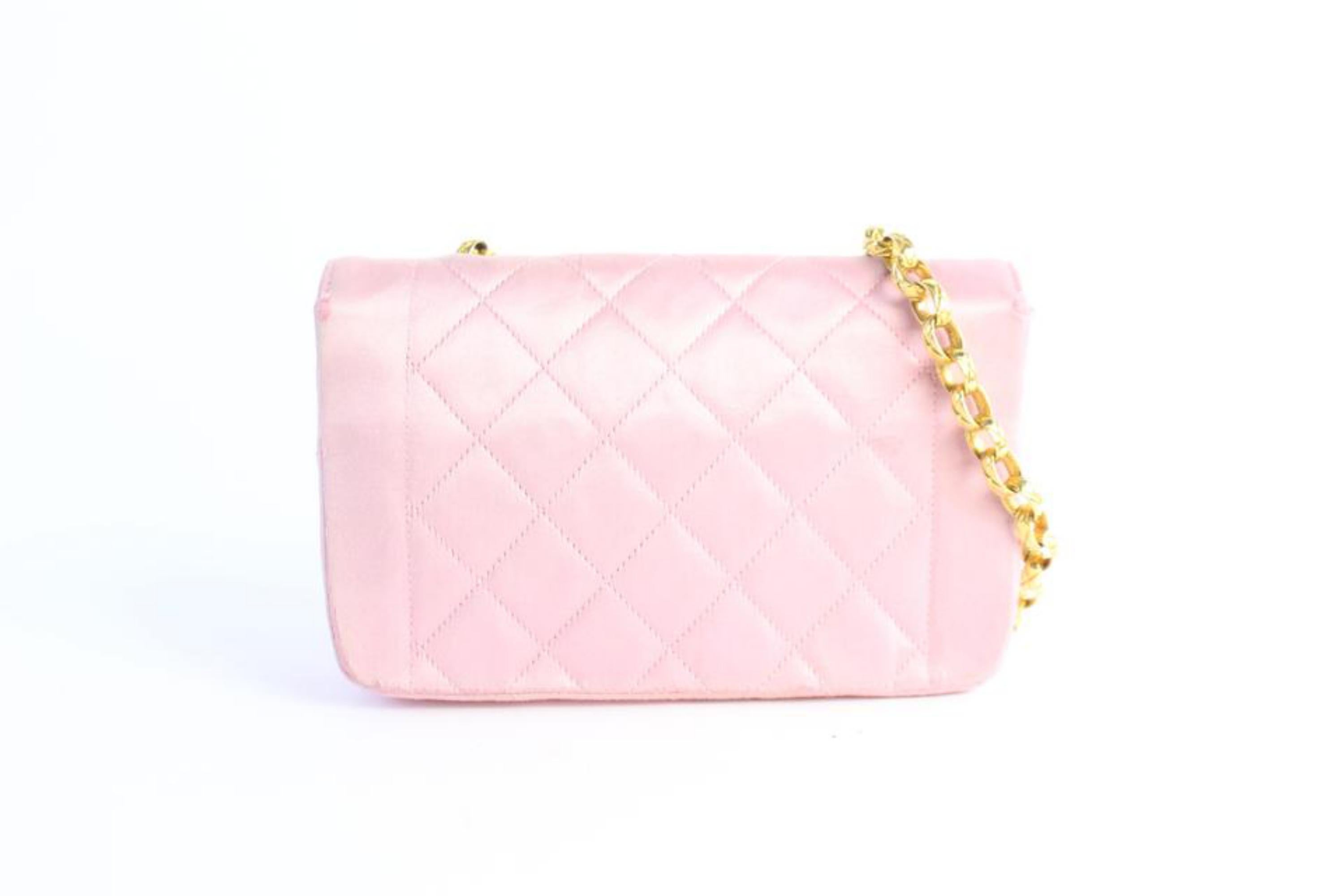 Chanel Diana Quilted Flap 4cz0821 Pink Satin Cross Body Bag For Sale 3