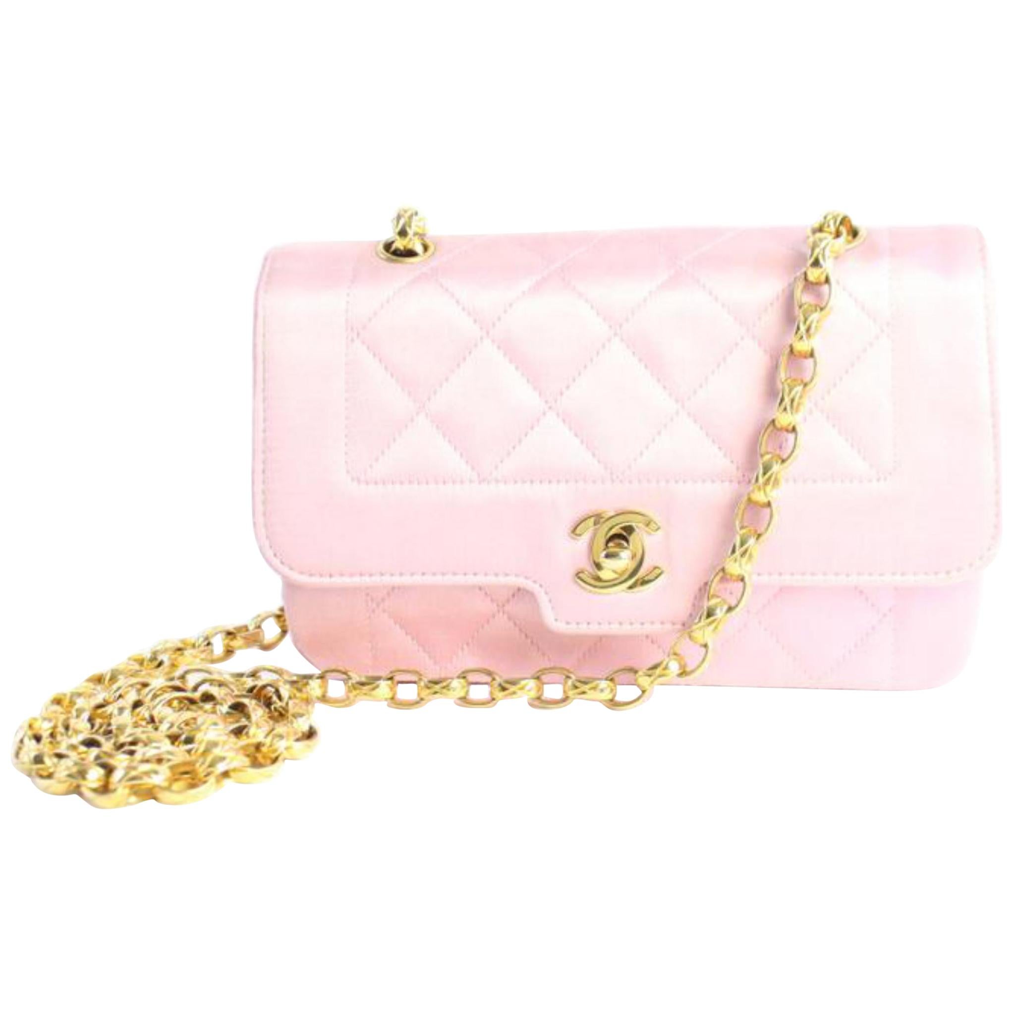 Chanel Diana Quilted Flap 4cz0821 Pink Satin Cross Body Bag For Sale at  1stDibs