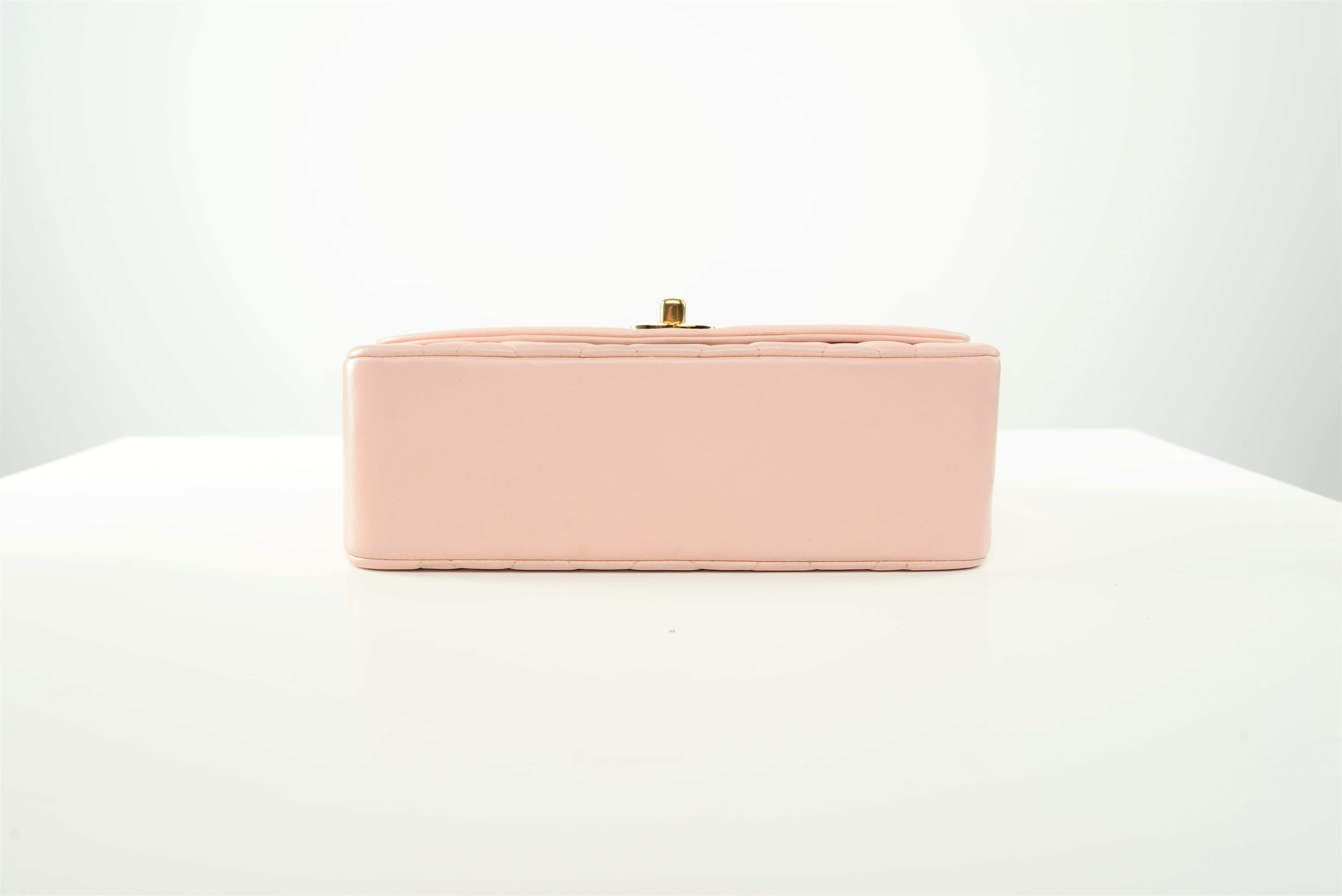 Chanel RARE Diana Quilted Lambskin Baby Pink Gold Hardware Small 4