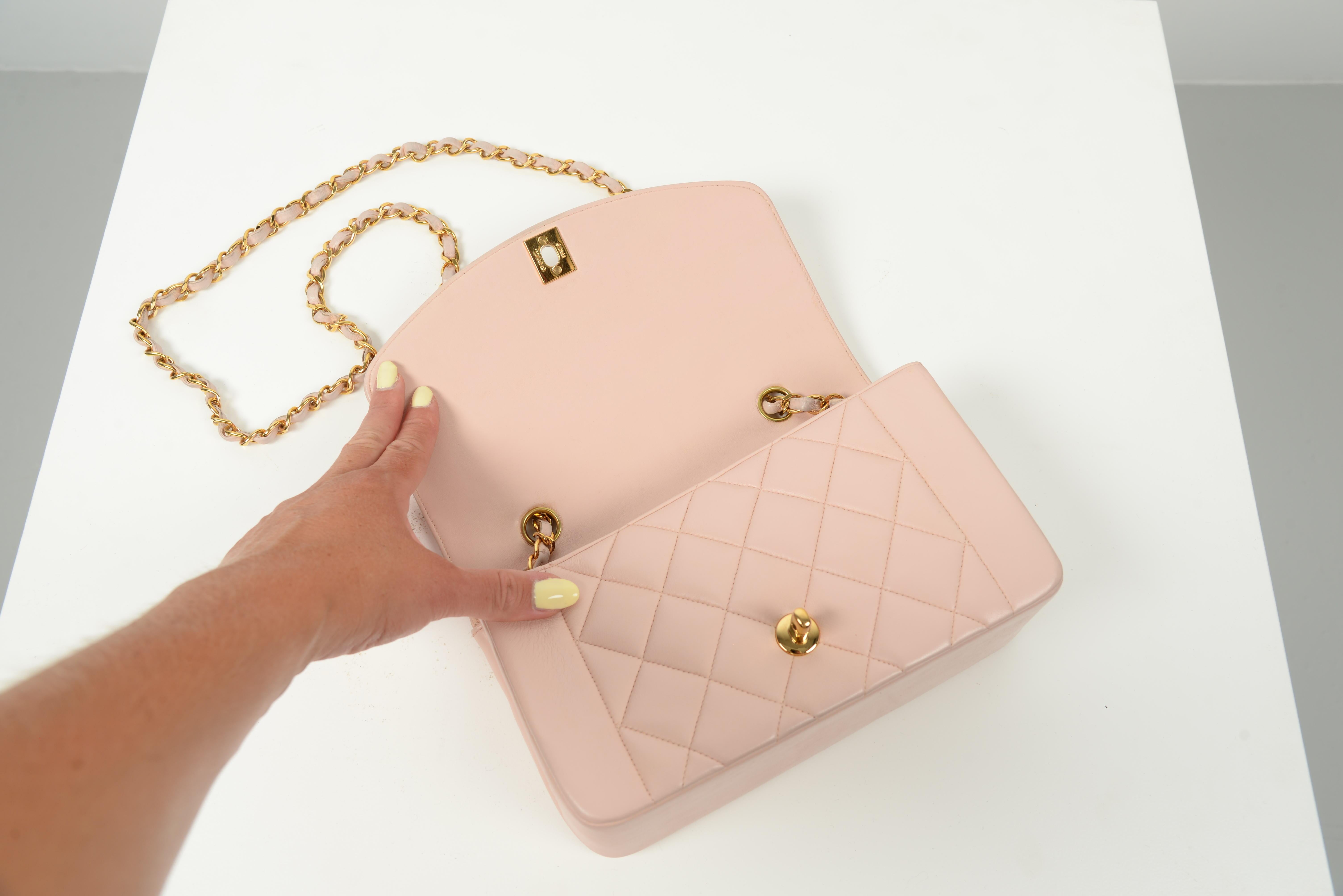 Chanel RARE Diana Quilted Lambskin Baby Pink Gold Hardware Small 5