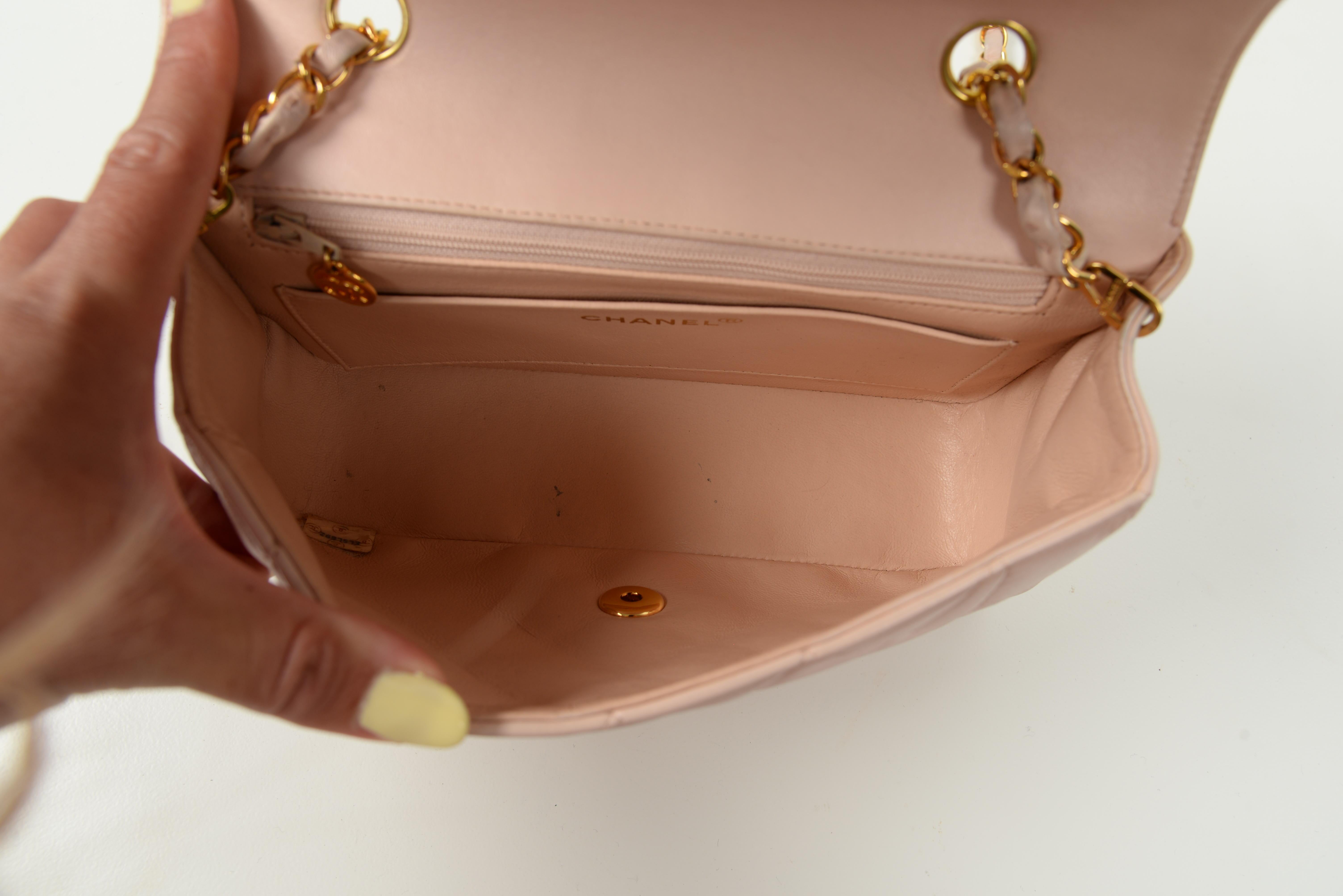 Chanel RARE Diana Quilted Lambskin Baby Pink Gold Hardware Small 8