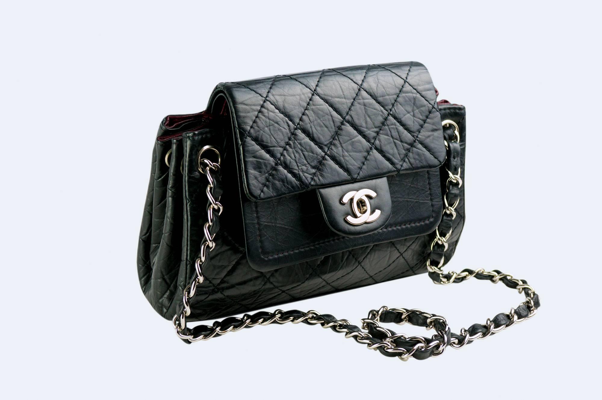 Chanel Distressed Calfskin So Black Classic Double Flap Shoulder Bag For Sale 3