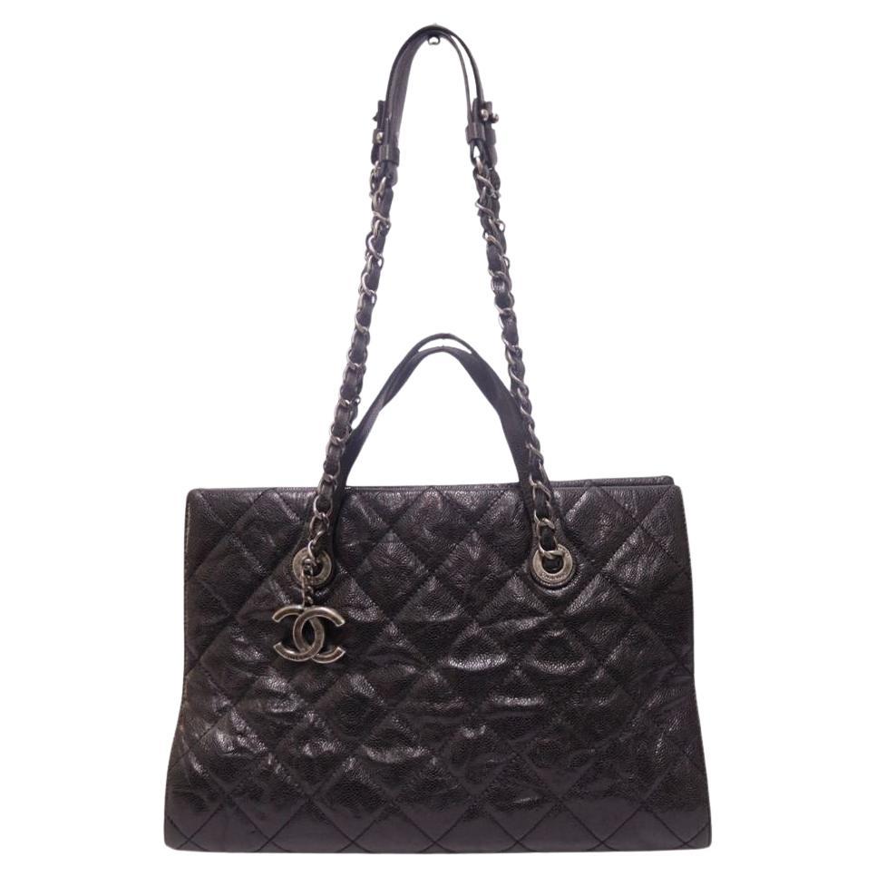 Chanel Distressed Glazed Caviar CC Crave Tote Bag For Sale