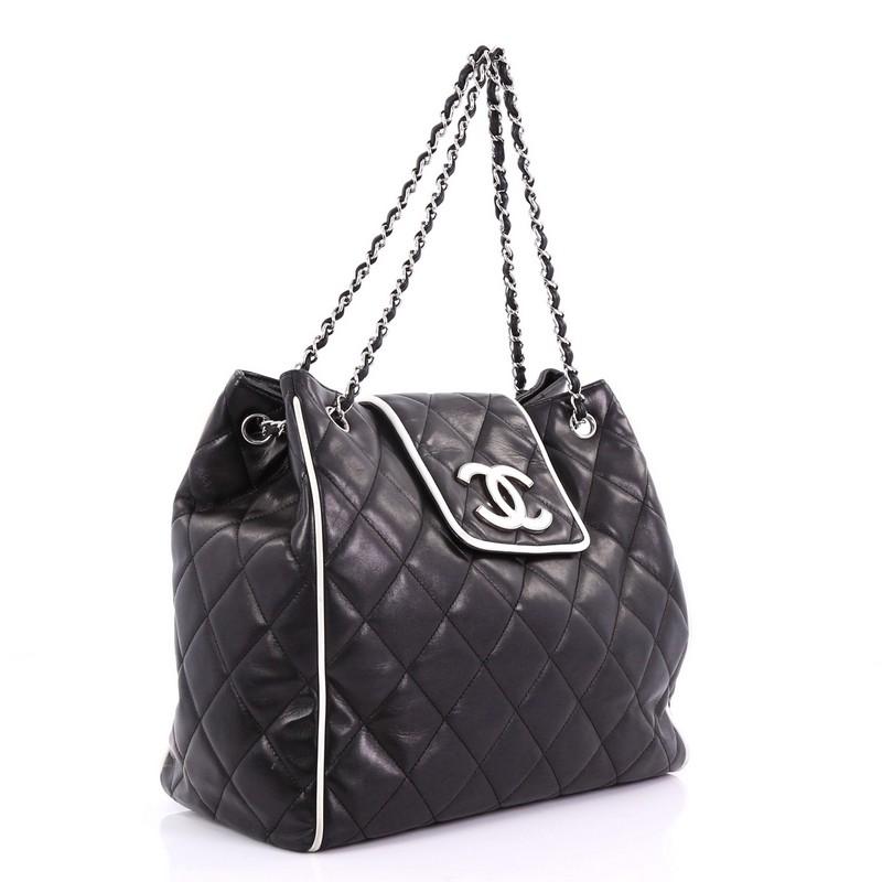 Black Chanel Divine Tote Quilted Lambskin Medium
