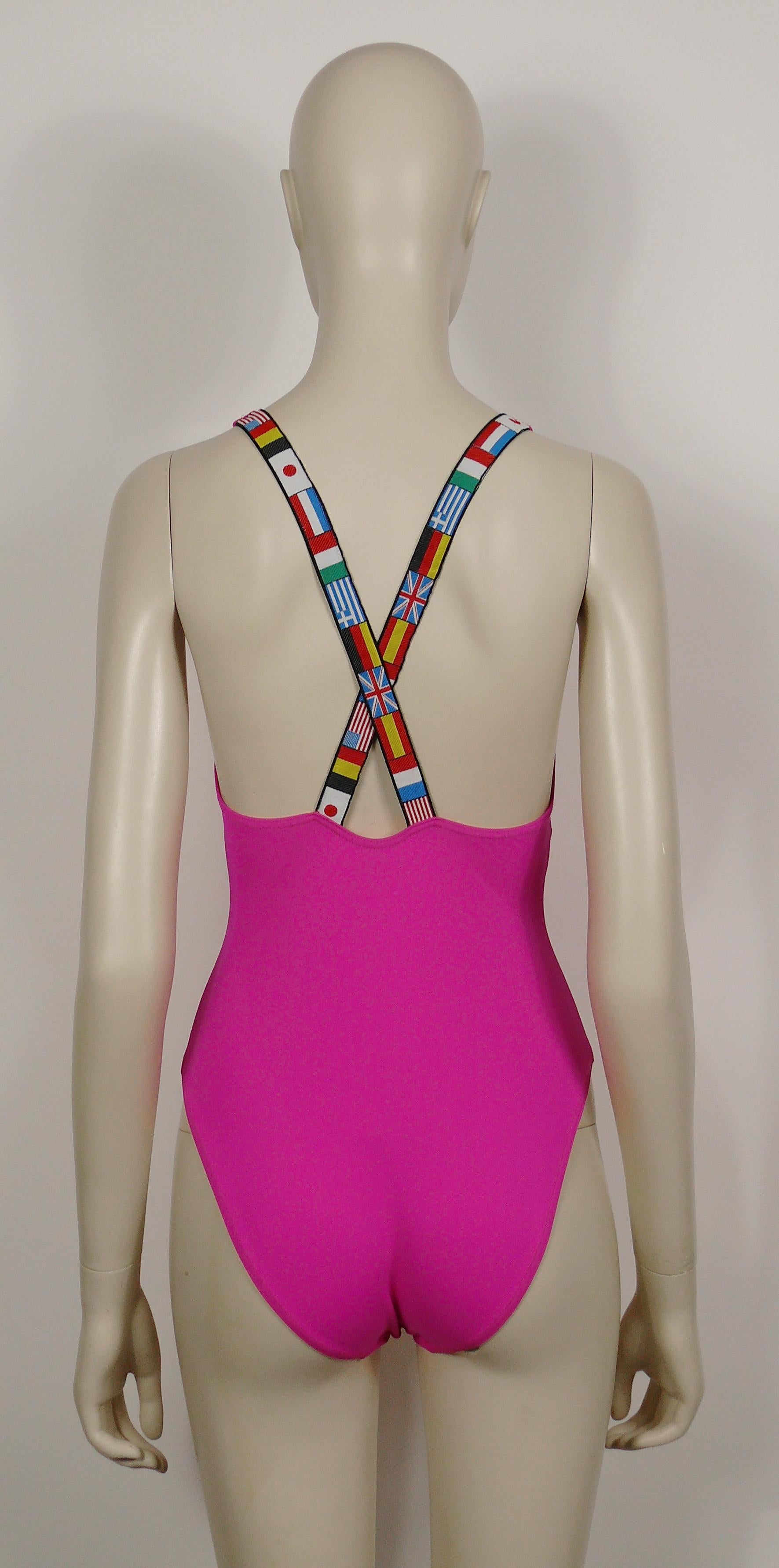 CHANEL Documented Vintage 1994 Pink One-Pïece Swimsuit CC Logo & Flags 2