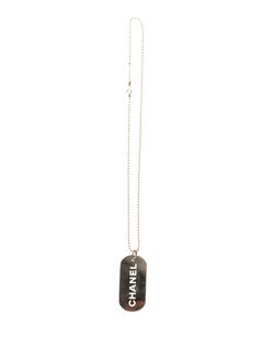 Chanel Dog Tag Necklace Silver 2009
