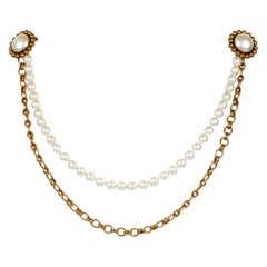 Chanel Doube Pearl Pins with Chain and Pearl Strand