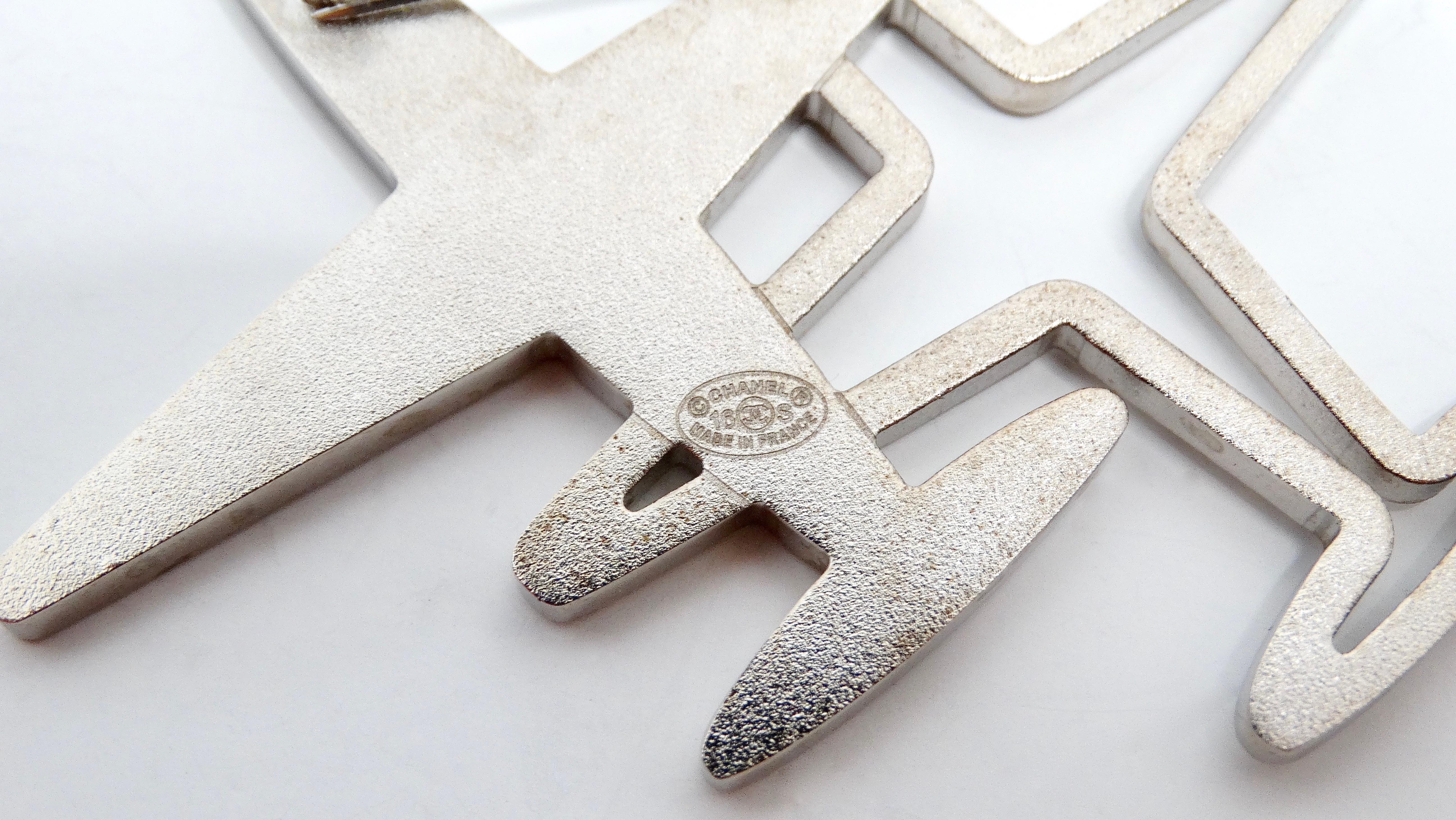 Chanel Double Airplane Kristall-Silber-Ton-Brosche Circa 2016 für Damen oder Herren im Angebot