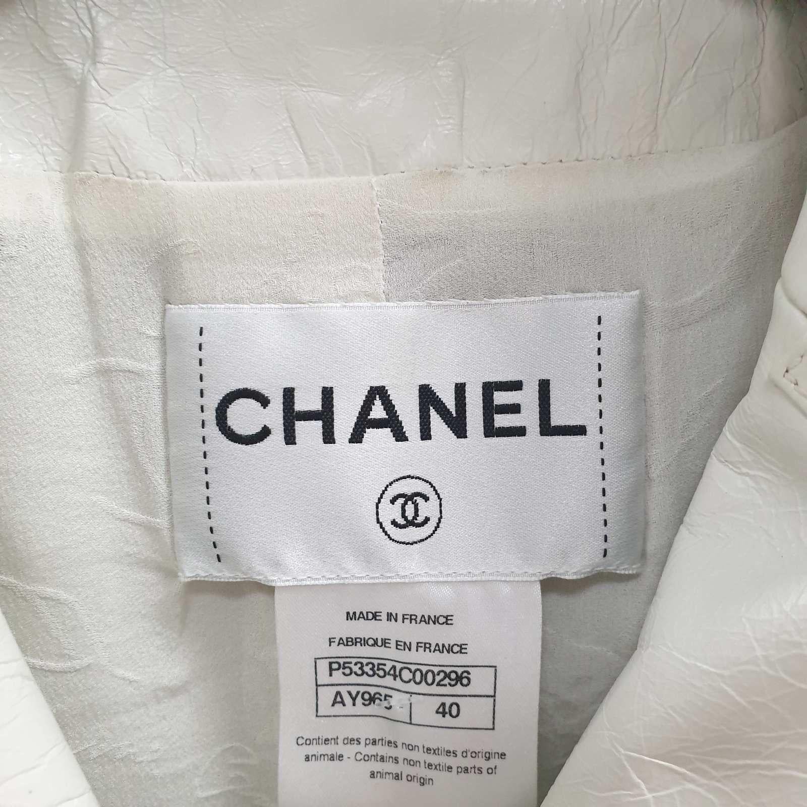 Gray Chanel Double Breasted Ecru Leather jacket