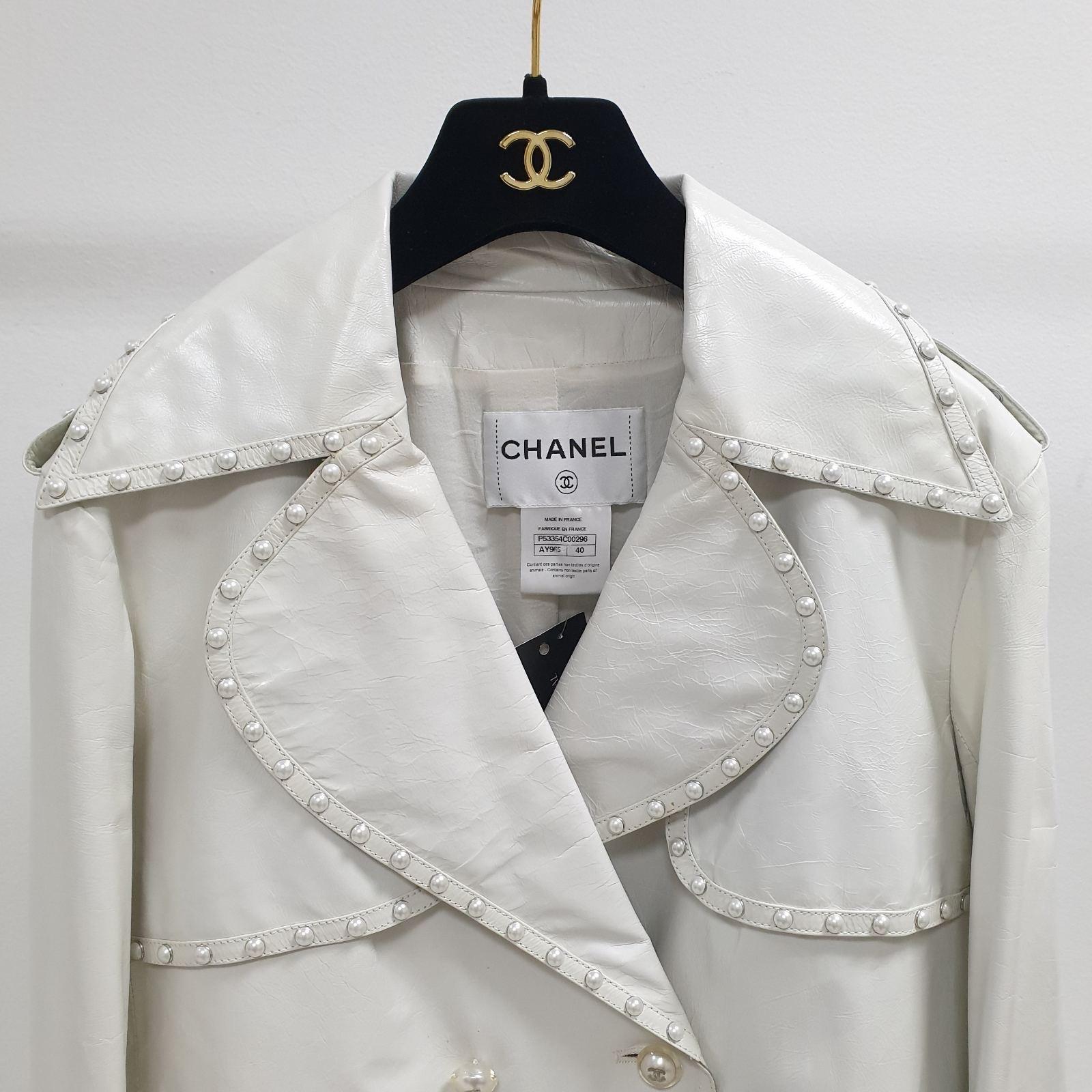 Women's Chanel Double Breasted Ecru Leather jacket