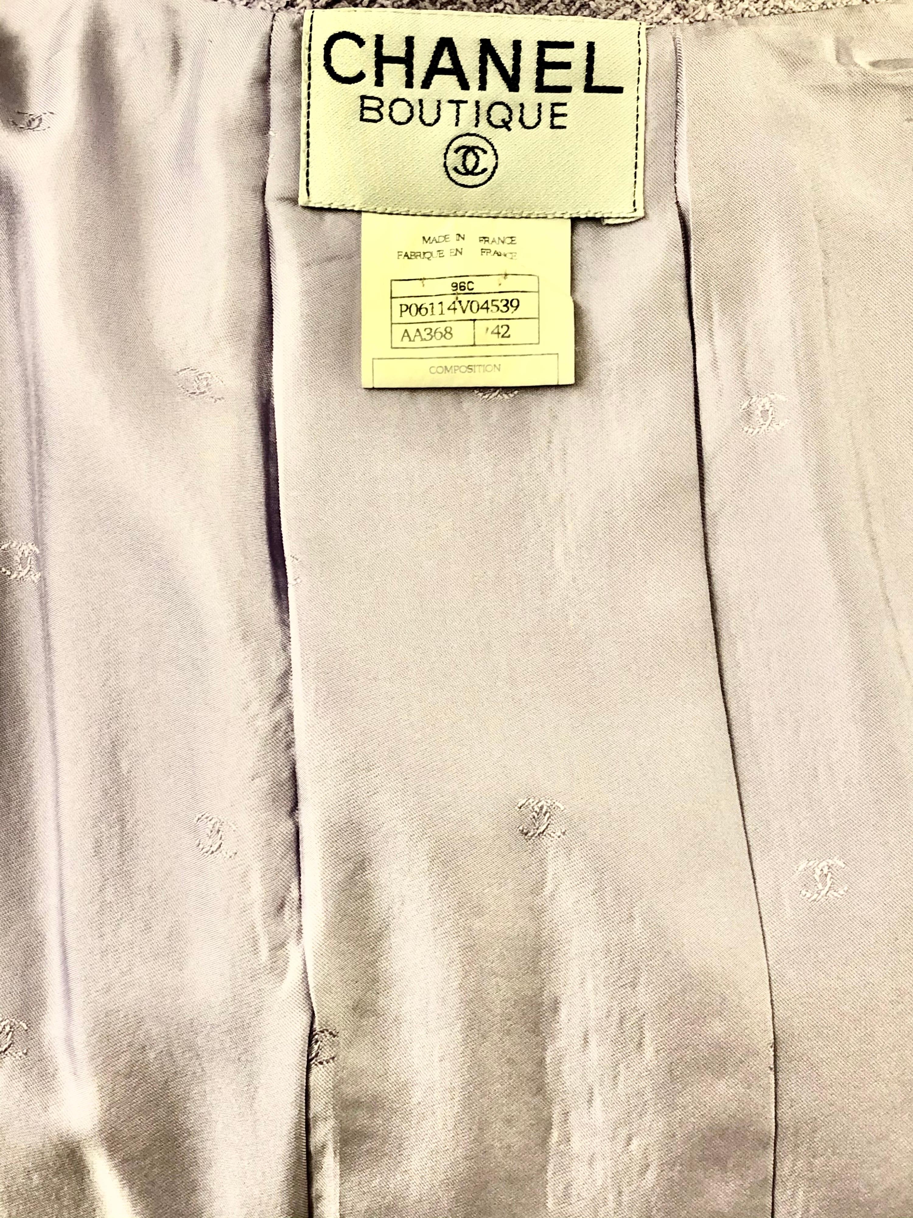 Women's Chanel Double Breasted Lavender Cotton Jacket  For Sale
