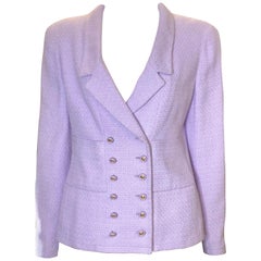 Vintage Chanel Double Breasted Lavender Cotton Jacket 