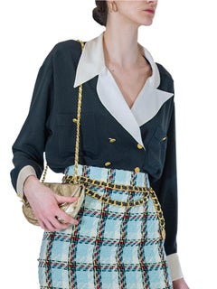 Chanel Double Breasted Silk Blouse