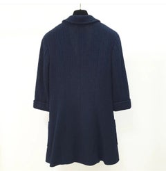 CHANEL Double Breasted Sweater Blazer Navy Blue Jacket Blazer Sz.38