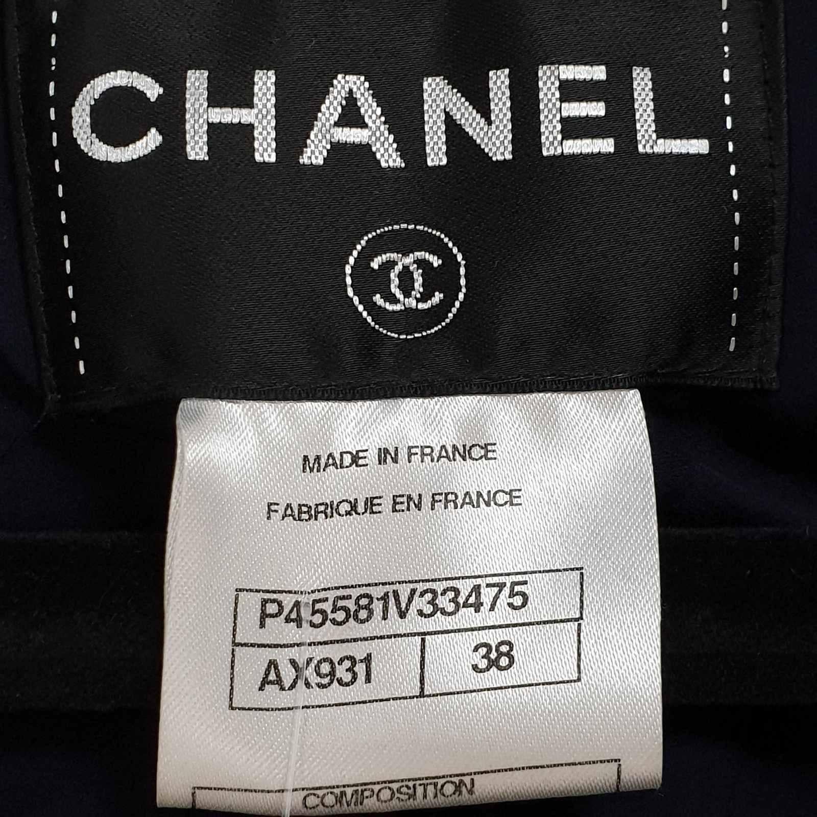 CHANEL Doble Pechera Suéter Blazer Azul Marino Chaqueta Blazer Sz.38 Negro en venta