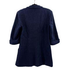 CHANEL Double Breasted Sweater Blazer Navy Blue / Silver FR 38 / US 6