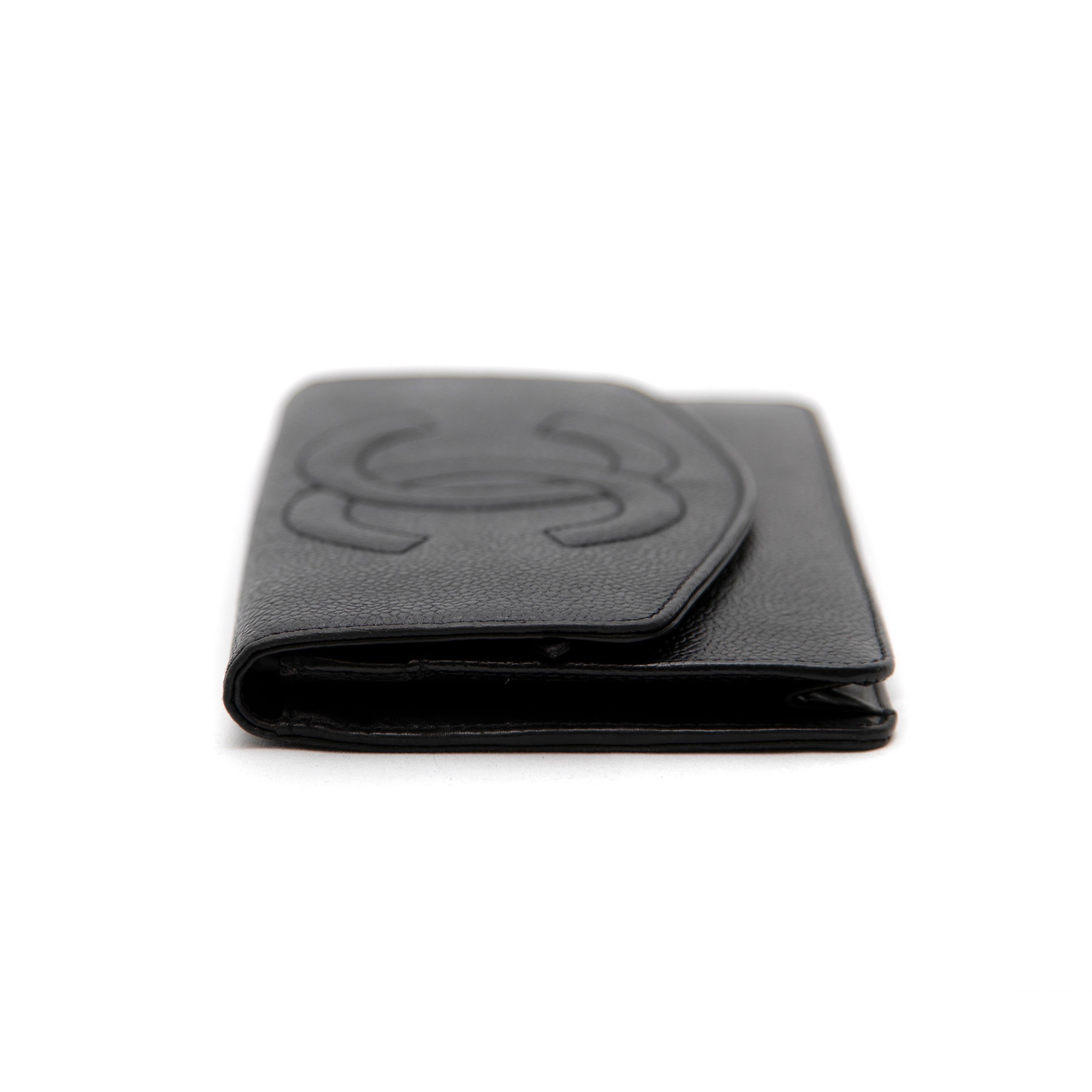 Women's or Men's Chanel Double C Caviar Black Wallet/Clutch For Sale