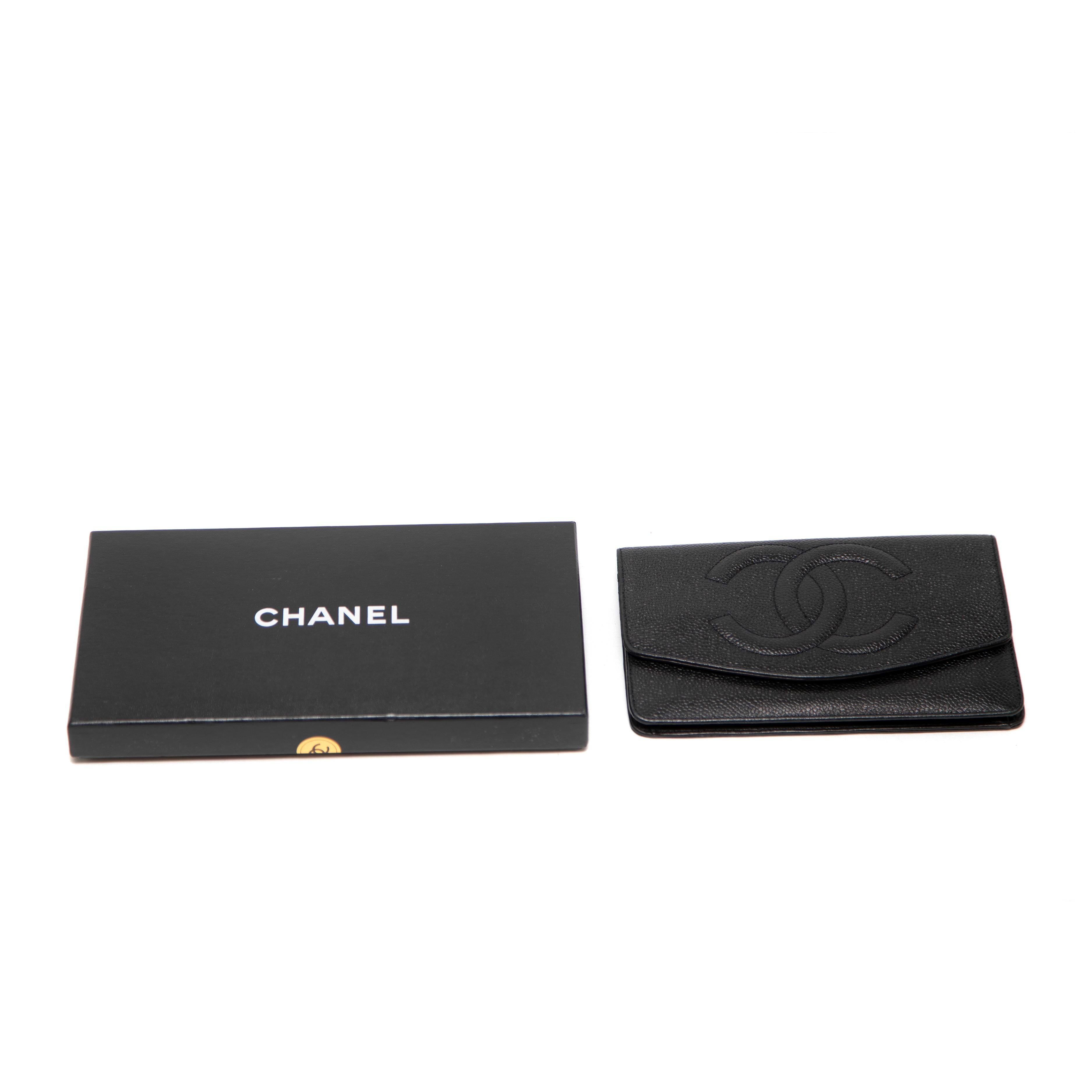 Chanel Double C Caviar Black Wallet/Clutch For Sale 1