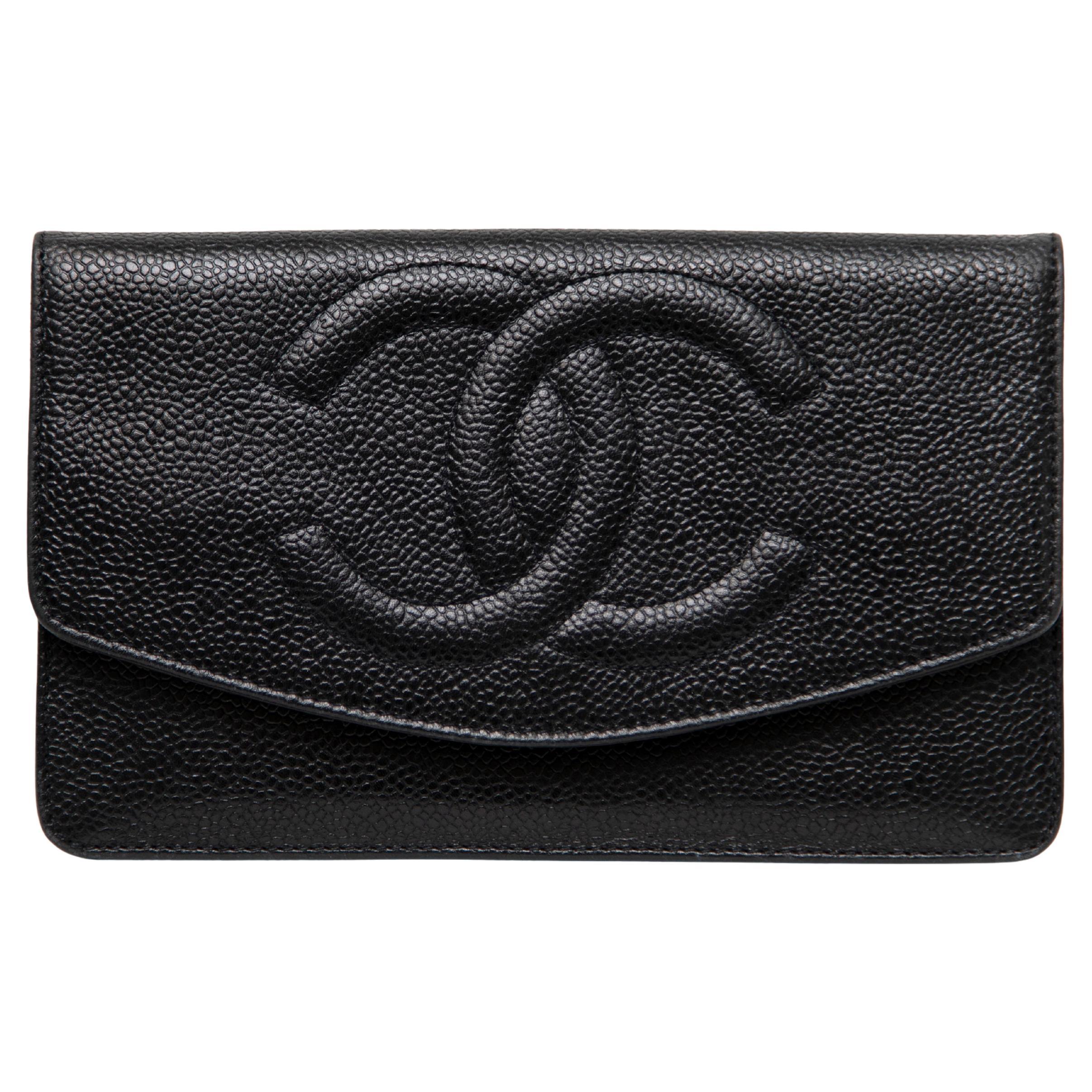 Chanel Double C Caviar Black Wallet/Clutch For Sale
