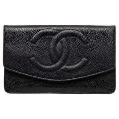 Chanel Double C Caviar Black Wallet/Clutch