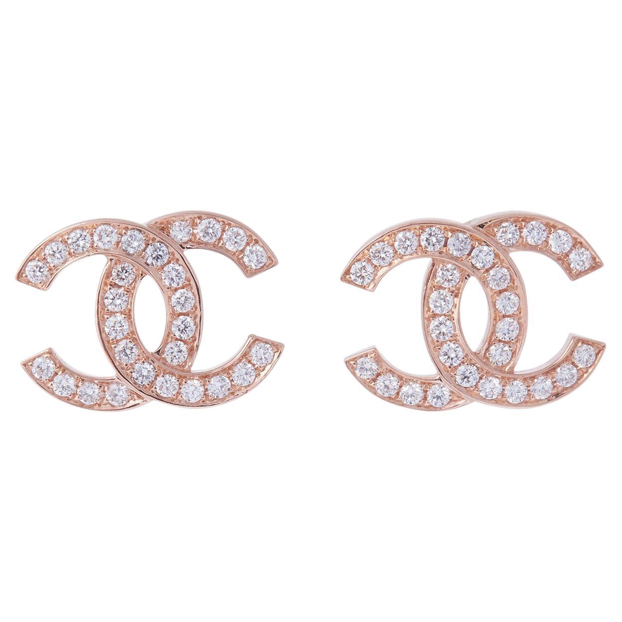 Chanel 'Double C' Rose Gold and Diamond Earrings at 1stDibs  chanel  earrings price in india, coco chanel earrings, chanel jewellery india