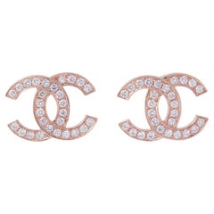Chanel 'Double C' Rose Gold and Diamond Earrings