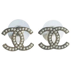 CHANEL Double C Stud Earrings