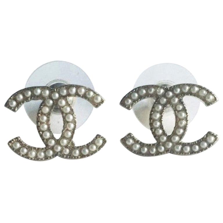CHANEL Double C Stud Earrings at 1stDibs chanel earrings studs