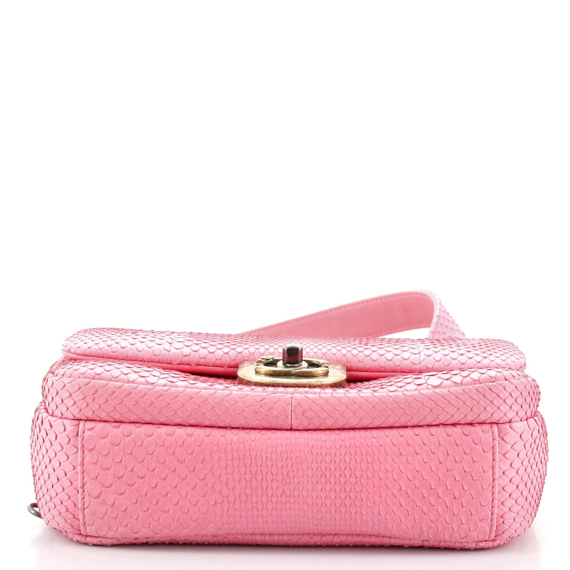 Women's or Men's Chanel Double Carry Chain Waist Bag Python Small
