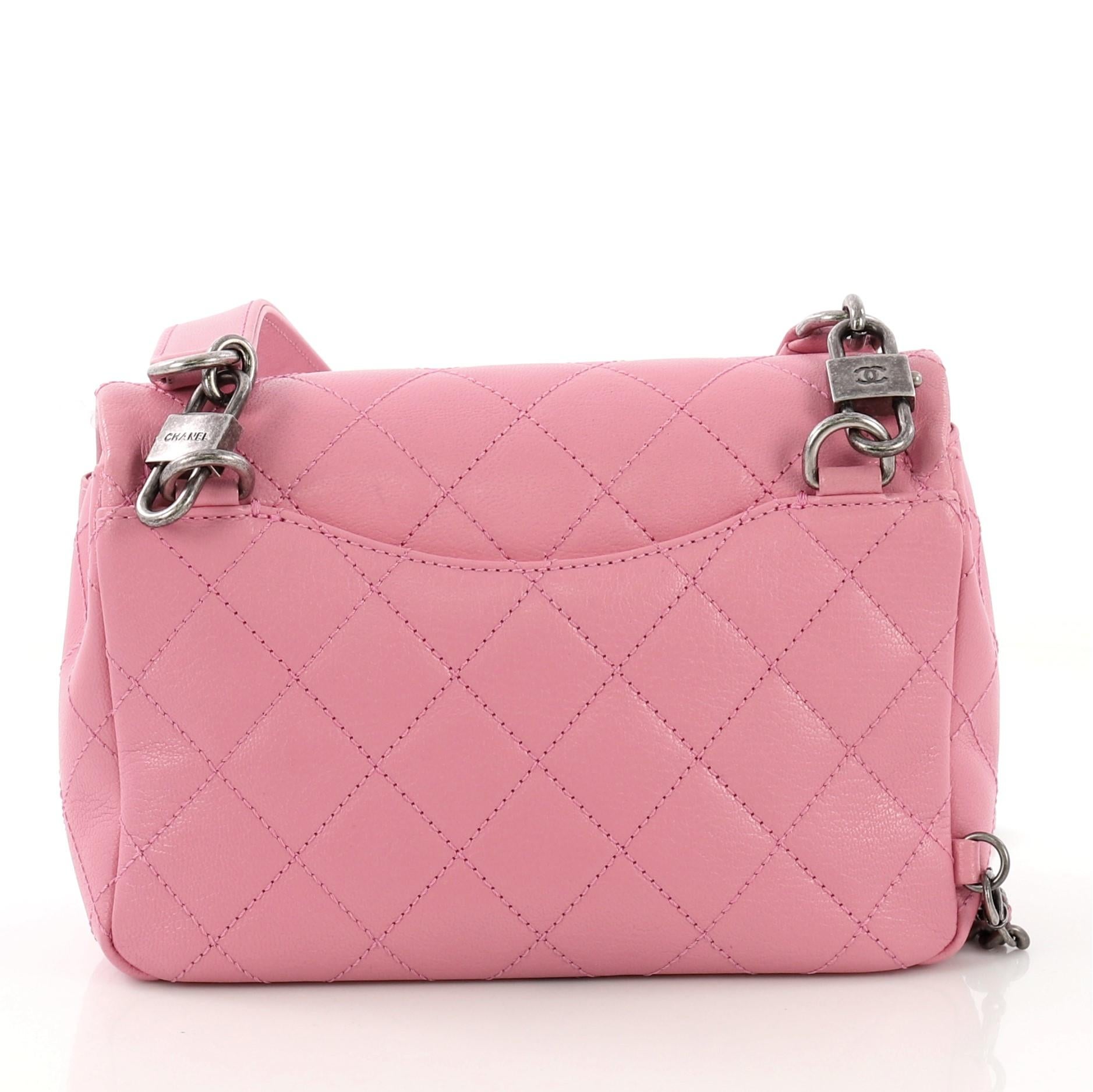 Pink Chanel Double Carry Chain Waist Bag Quilted Goatskin Small