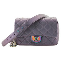 Chanel Double Carry Kette Taille Tasche Gesteppt schillerndes Ziegenleder Klein