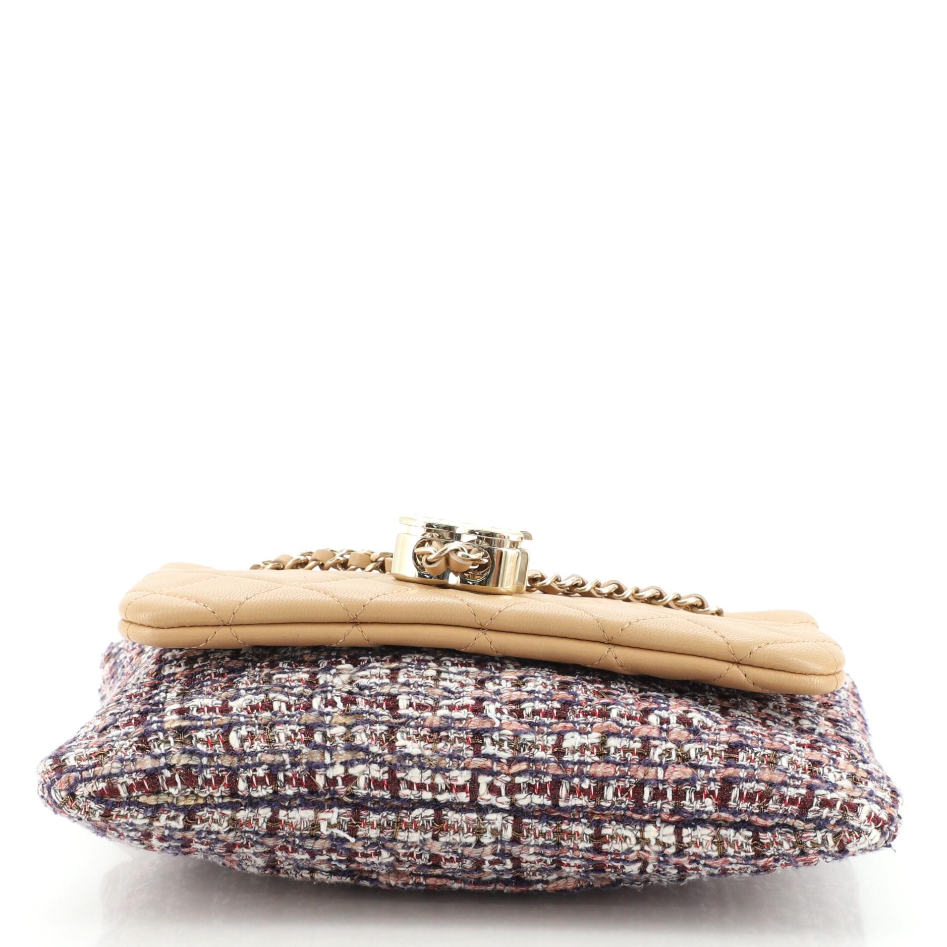 Chanel Double Case with Strap Tweed and Quilted Lambskin In Good Condition In NY, NY
