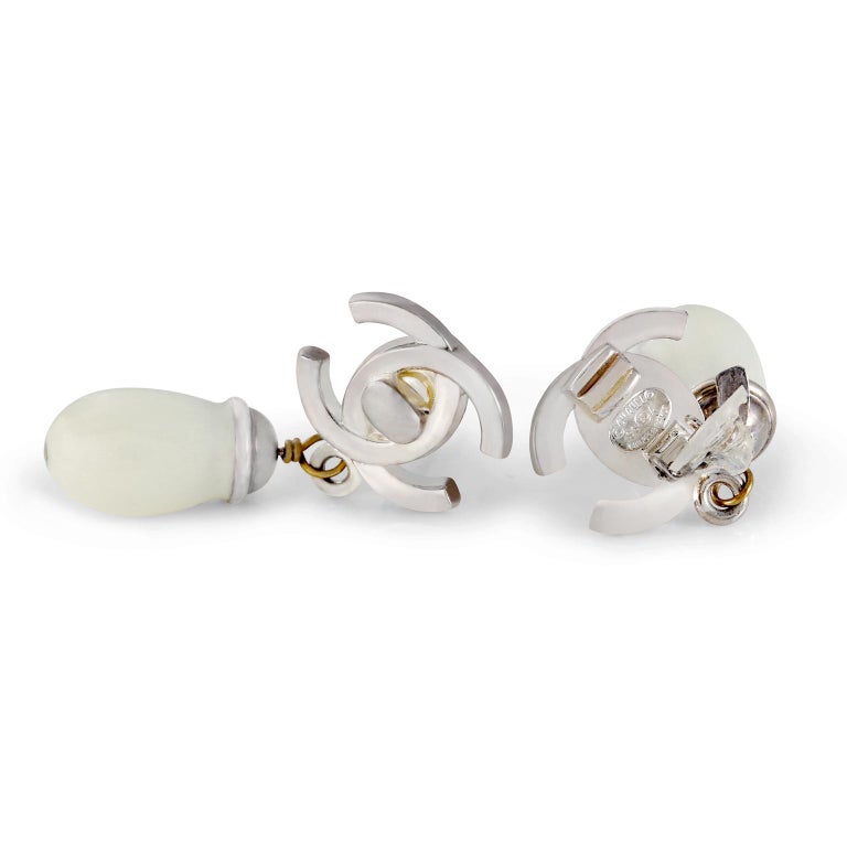 Chanel Double CC Pearl Drop Earrings at 1stDibs | chanel double pearl  earrings, gold drop earrings