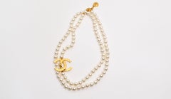 Chanel Double CC & Pearl Strand Necklace
