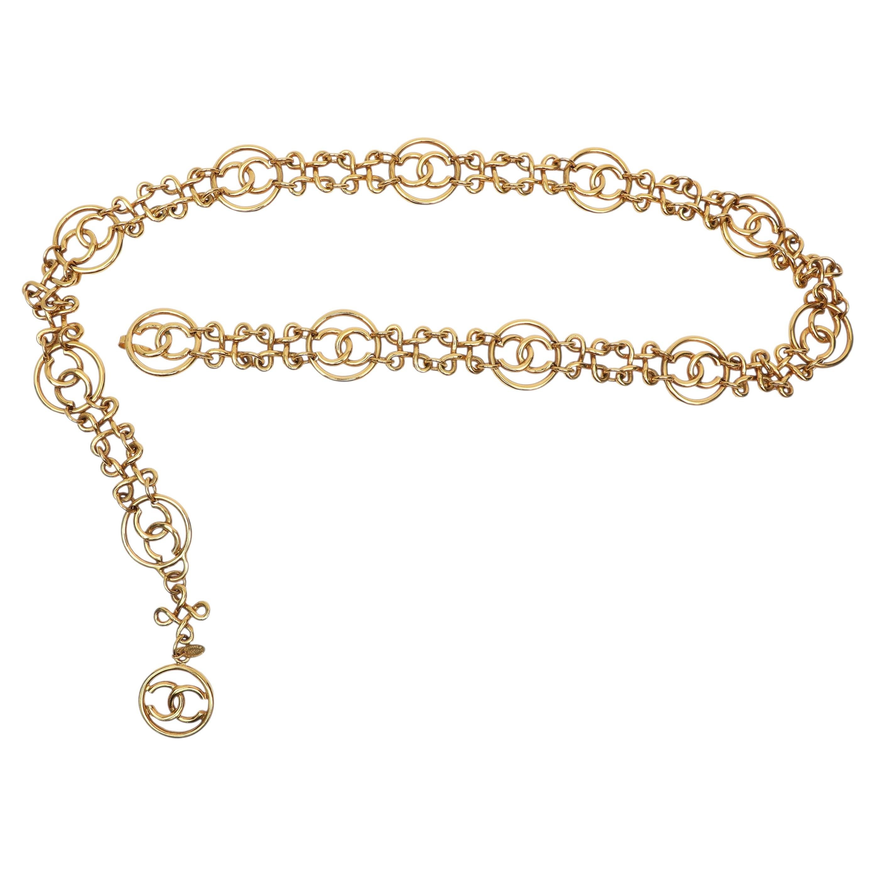 Chanel Chain Gold-Tone Belt with Interlocking CC Logo