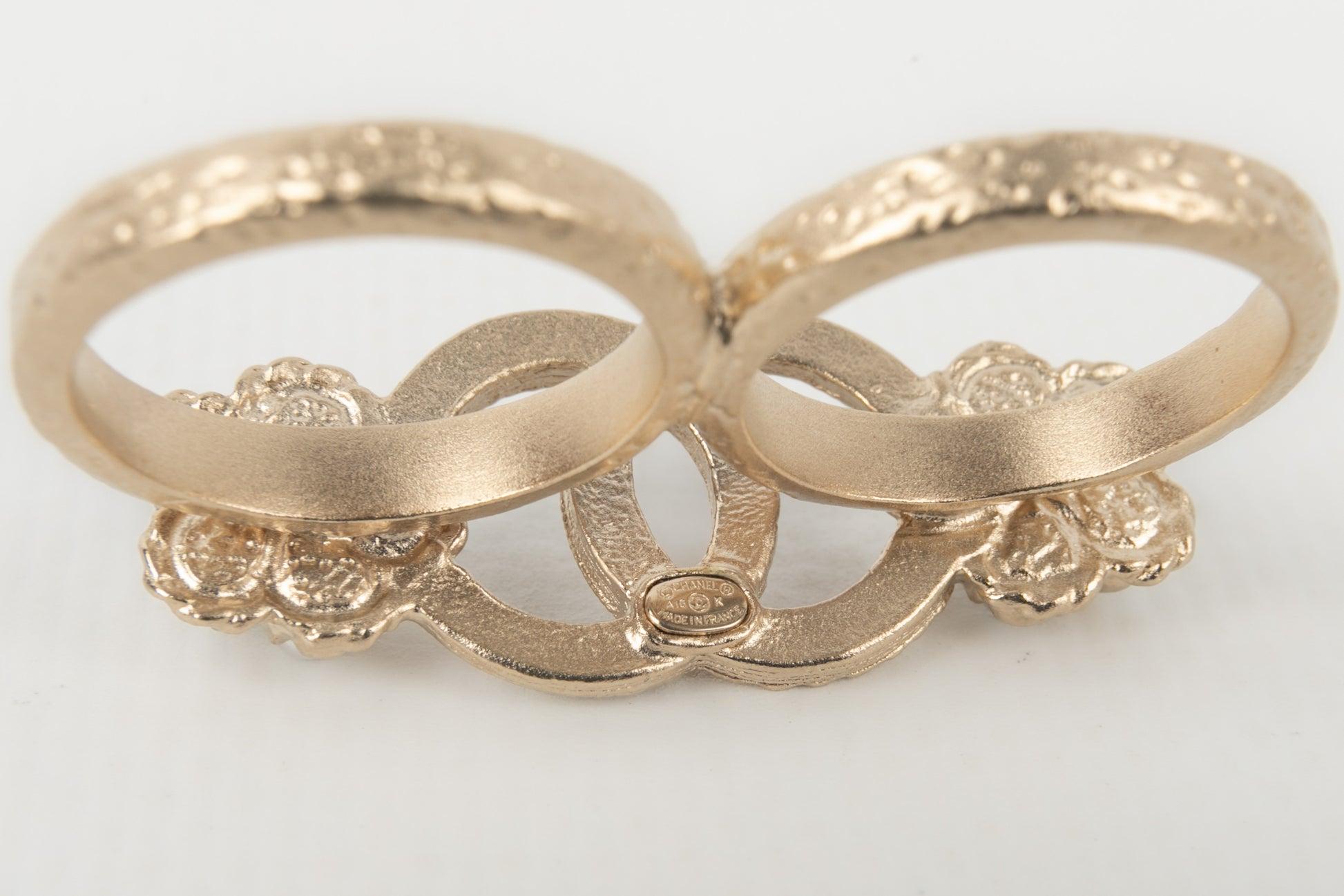 Chanel Double Champagne Metal Ring For Sale 1