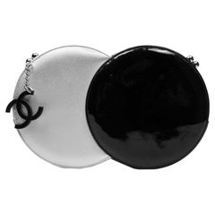 Chanel Double Circle Silver Black Clutch 