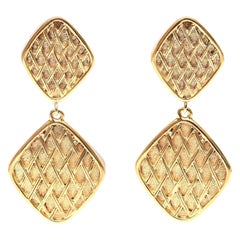 Chanel Double Criss Cross Dangle Clip On Earrings