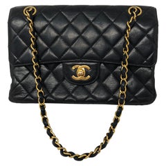 Chanel Double Face Black Leather Bag 