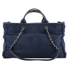 Chanel Double Face Deauville Tote Fransen Gestepptes Segeltuch Medium