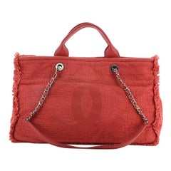 Chanel Double Face Deauville Tote Fringe Quilted Canvas Medium