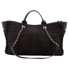 Chanel Double Face Deauville Tote Fringe Quilted Canvas Medium