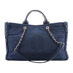 Chanel Double Face Deauville Tote Fringe Quilted Canvas Medium