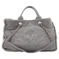 Chanel Double Face Deauville Tote Fringe Quilted Canvas Medium