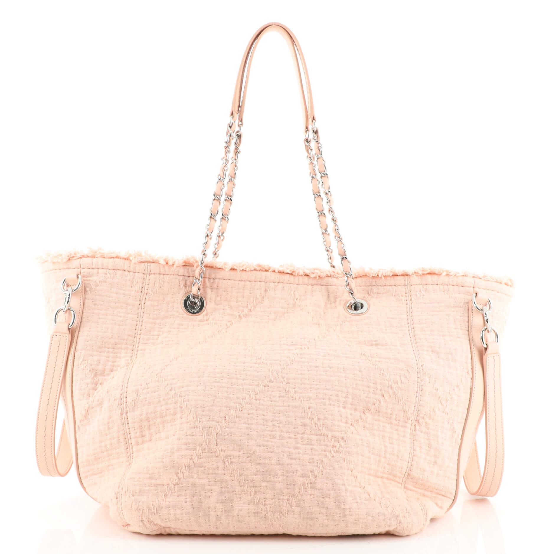 Chanel Double Face Deauville Tote Fringe Quilted Canvas Small