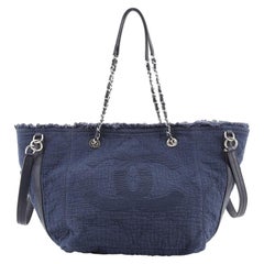 Chanel Double Face Deauville Tote Fringe Quilted Canvas Small