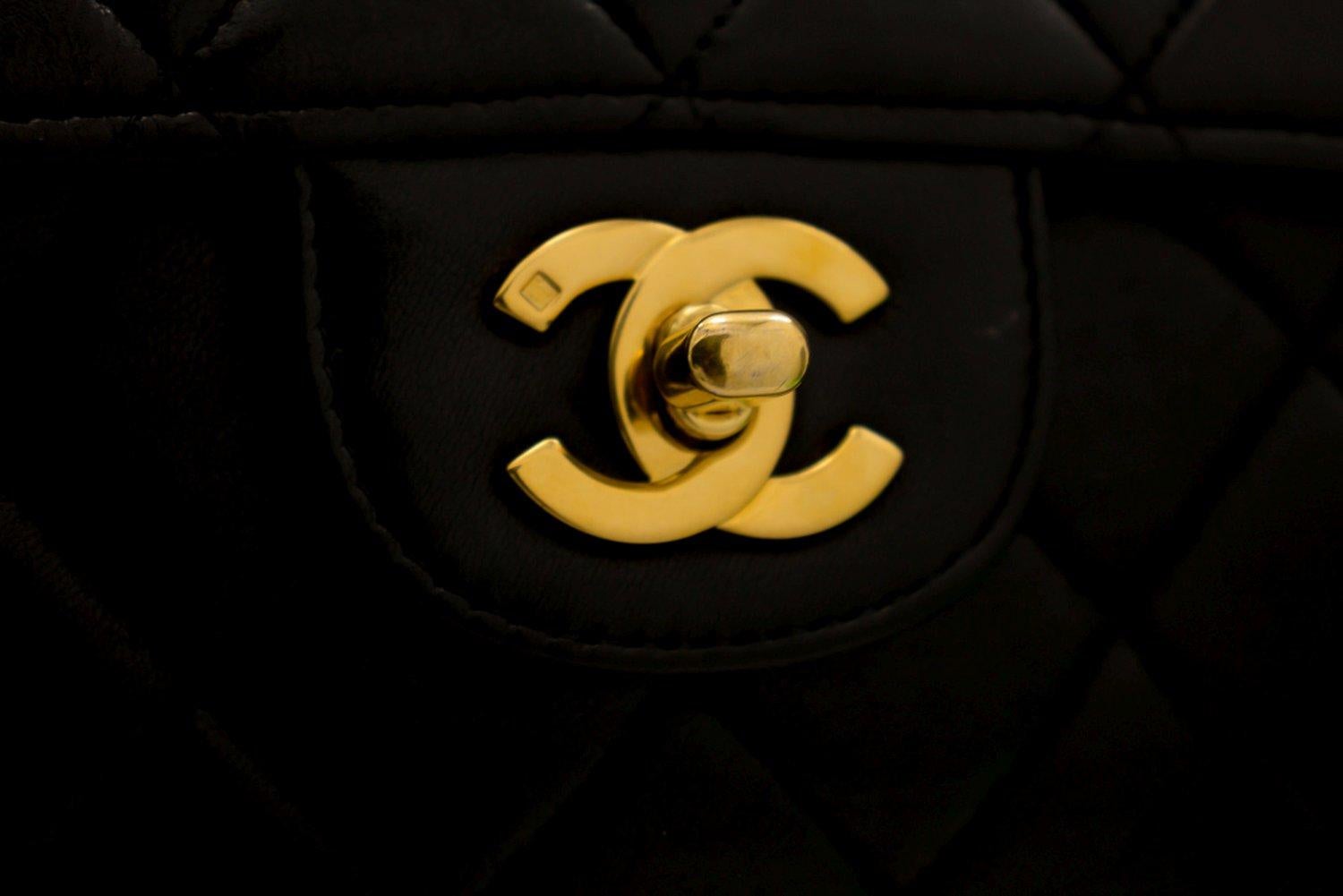CHANEL Double Faces W Sided Chain Shoulder Bag Black Flap Quilted 10